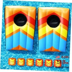 2 Sets Inflatable Pool Games Toys, Pool Cornhole Game Floating Orange&Blue