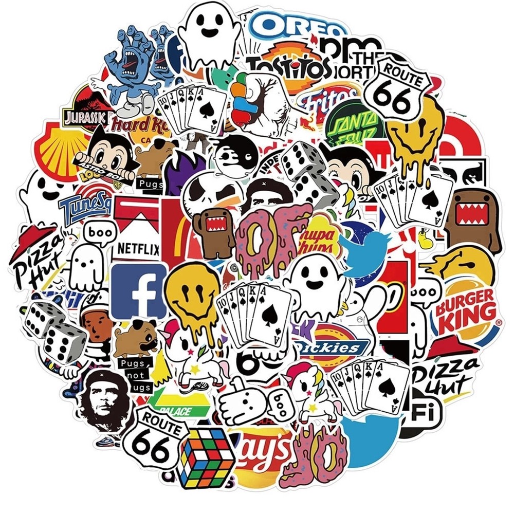 50 Pcs SUPER COOL BRAND LOGO Sticker Set, Uses – Laptop Phone Skateboard Truck