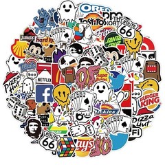 50 Pcs SUPER COOL BRAND LOGO Sticker Set, Uses – Laptop Phone Skateboard Truck