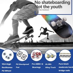 Pro Complete Skateboards for Beginners Girls Boys Kids Youths Teens Adults 31…