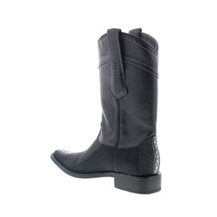 Los Altos Stingray Rowstone Square Toe Mens Black Wide Cowboy Western Boots