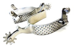Men’s Rasp Spurs Brushed Stainless Steel Heavy Western Cowboy Spurs