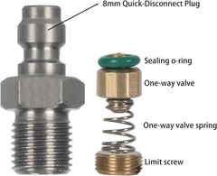 8mm Quick-Disconnect Plug Adapter, Stainless Steel / 1/8 inch, 1/8» BSPP