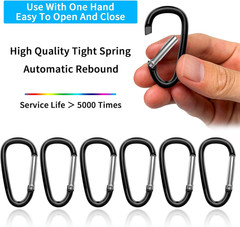 30PCS Aluminum Carabiner Clips, 2″ D Shape Spring Snap Hooks Carabiner with 30PC