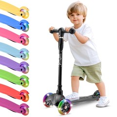 Hurtle Mini LED Light-up Wheels Kickboard Scooter for Kids – Ages 2-5 (Black)
