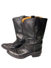 Cowboy Boots For Men Elegant Black Textured Leather Made In Spain 11 1/2D