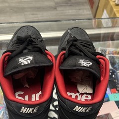 Nike SB Dunk Low Pro x Supreme Black/Red Skate Shoes w/ 94 Heel Embroidery