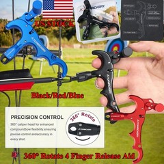 4Finger Archery Release Aid 360°Rotatable Thumb Trigger for Compound Bow Hunting