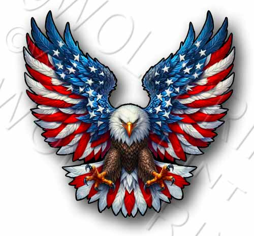 American Flag Bald Eagle Sticker 4.4″-11.3″ Wide Patriotic Vinyl