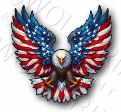 American Flag Bald Eagle Sticker 4.4″-11.3″ Wide Patriotic Vinyl