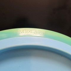 Axiom Fission Timelapse Blue Plate, Teal/Green Swirl Rim 167 grams