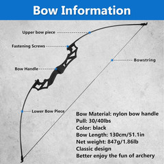 Recurve Bow and Arrow Set for Adults, 30–40Lbs Right-Handed Archery Kit with Car