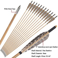 33″ Bamboo Arrows 5″ Natural Feathers Archery Longbow Recurve Bow Hunting