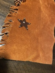 Vintage 70s/80s Kids Real Leather Western Cowboy Chaps With Fringe 21″