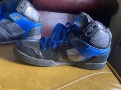 RARE OSIRIS BRONX NYC 83 BIG TONGUE PATENT LEATHER SKATE SHOES SZ 10 BARELY WORN