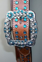 Western Saddle Horse Bling! Show Rodeo Bridle Headstall Blue Crystal Rhinestones