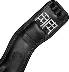 Exion Dressage Girth 18″ 45cm Anatomical Black Leather Calfskin Padded Monoflap