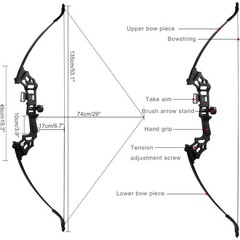 30/40Lbs Takedown Bow 53» Straight Draw Bow Aluminium Alloy Riser Right Hands