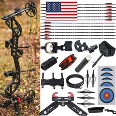 Compound Bow 30-70lbs Adjustable Archery Bow Carbon Arrows Hunting Shoot Target