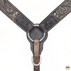Western Headstall and Breast Collar Set HILASON Tooled Leather Horse Bridle Tack