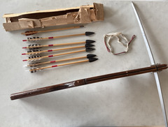 Vintage 1950’s Crossbow Bowgun & Arrows Lot, Hardwood & Aluminum, Made in USA!