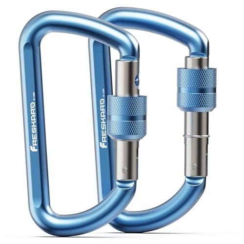 3inches Screw Locking Carabiners, Strong Tensile Strength Blue 2pc