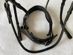 SCHOCKEMOHLE Gently Used PADDED Black FULL Horse BRIDLE~Crank Nose~Crystal Brow
