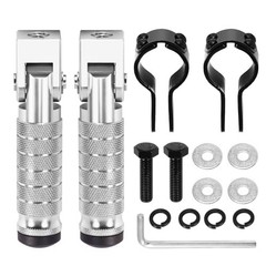 90 Degree Foldable Footpegs M8 Motorcycle Foot Pegs CNC Anti-Skid B Silver
