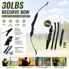 30Lbs 51″ Archery Detachable Takedown Recurve Bow Right Hand for Adult Beginner