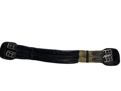 60cm / 24” Dressage Girth Black Leather One End Elastic Made In England