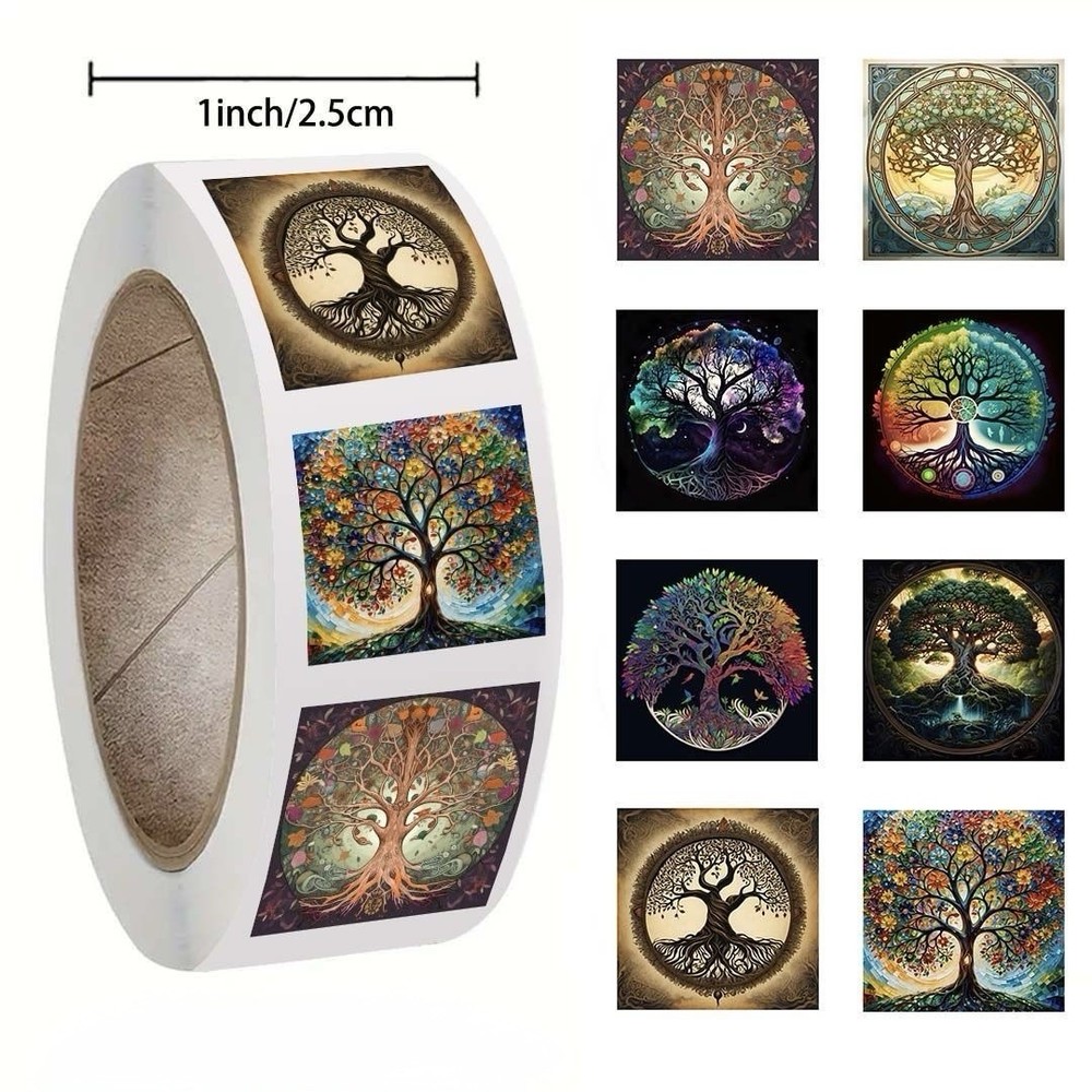 40Pcs Random Aesthetic Tree of Life Adhesive Label Stickers