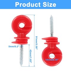 10Pcs Red Electric Fence Insulator, 91mm/3.58 inch Screw-in Electric Fence In…
