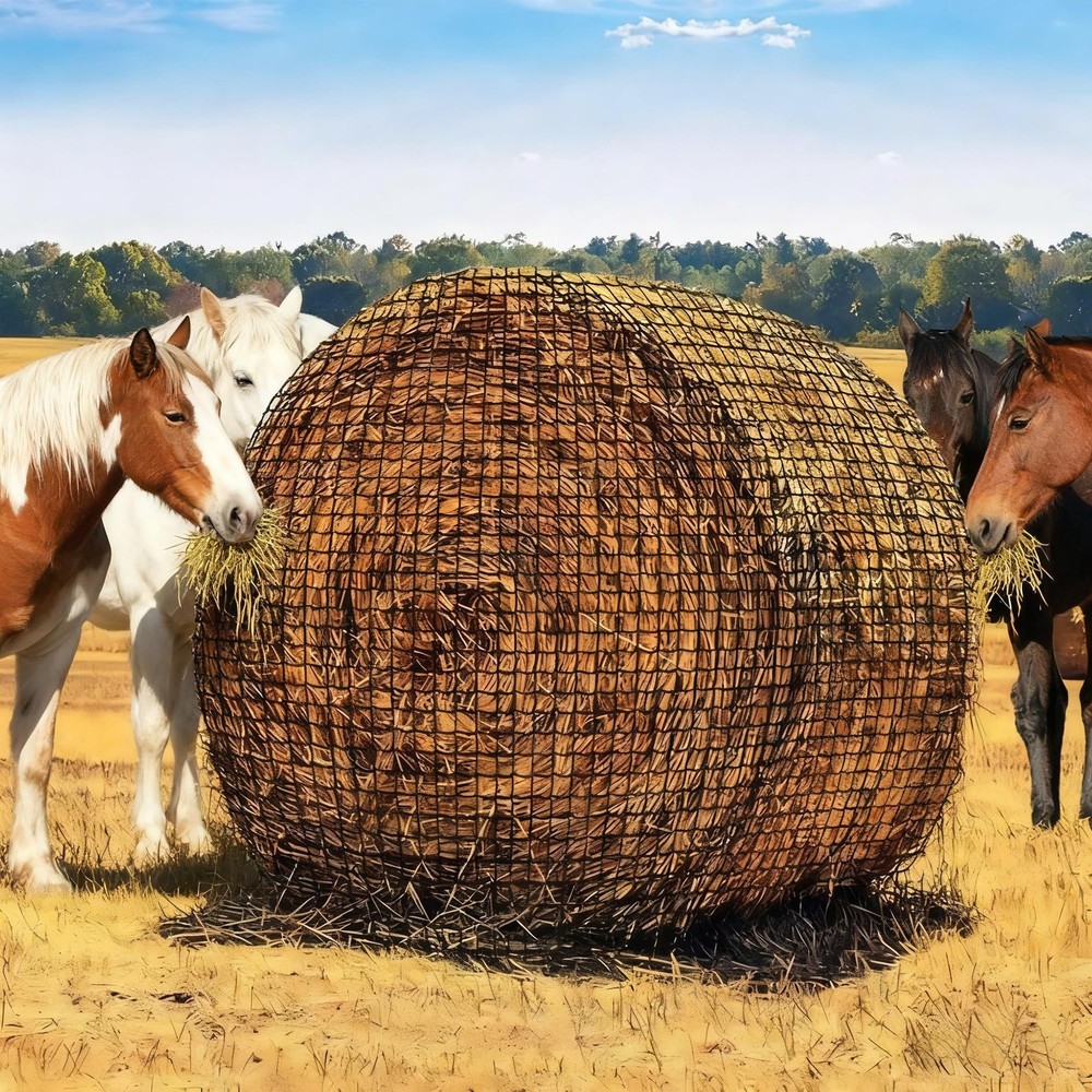 Knotless Slow Feed Round Bale Hay Net Heavy Duty for Horses Cattle Sheep Farm