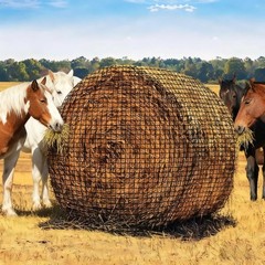 Knotless Slow Feed Round Bale Hay Net Heavy Duty for Horses Cattle Sheep Farm