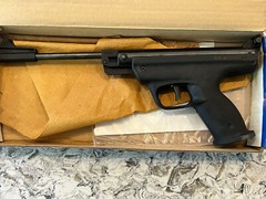Baikal IZH MP-53M Russian sporter air pistol, .177 caliber, with box and manual