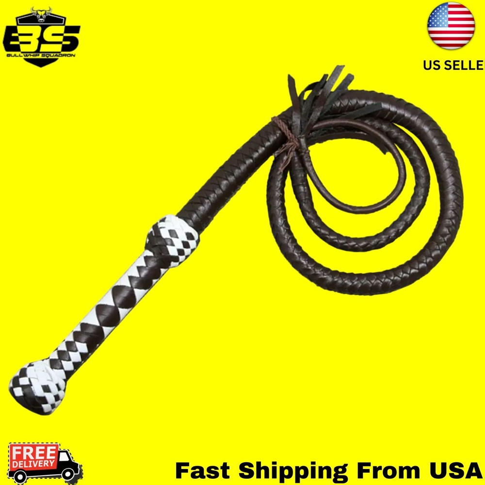 Cow Hide Leather 04 Feet Long 12 Plait Weaving Bull Whip Brown