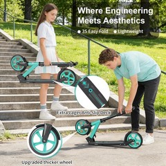 Kick Scooter for Kids 5-12, Teens, Adults, CPSC Certified Foldable Lightweigh…