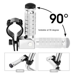 90 Degree Foldable Footpegs M8 Motorcycle Foot Pegs CNC Anti-Skid B Silver