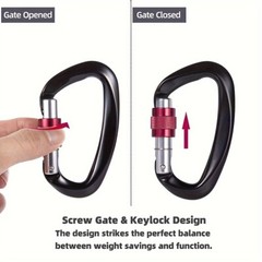 12/25KN Climbing Carabiner Aluminum Screw Locking Clip Heavy Duty Hook Rock