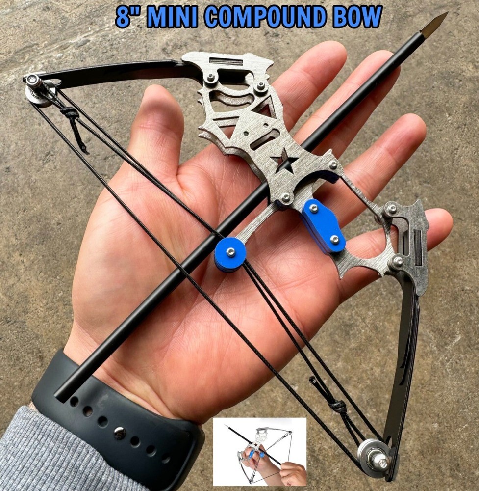 8″ Mini Compound Bow Kit Toy Arrows Target Shooting Archery Gift Pocket Bow