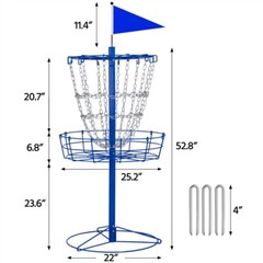 Portable Disc Golf Basket Practice Game Target Cross Chain Outdoor Trapper Blue