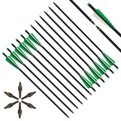 12PCS Archery 20″ Carbon Crossbow Bolts OD8.8mm 125Grain Removable Tips Hunting