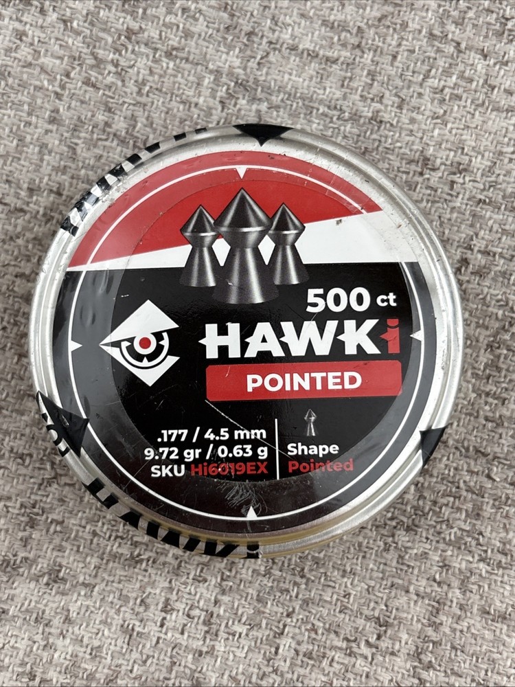 Hawki Airgun Pellets Pointed 500 Count .177 / 4.5mm 9.72gr /0.63 g Sealed