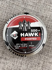 Hawki Airgun Pellets Pointed 500 Count .177 / 4.5mm 9.72gr /0.63 g Sealed
