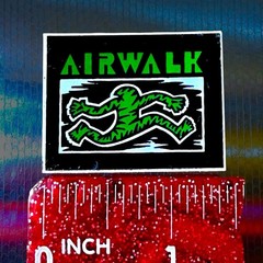 Vintage 1980’s Airwalk Logo Sticker Featuring Green «Running Man» Graphic