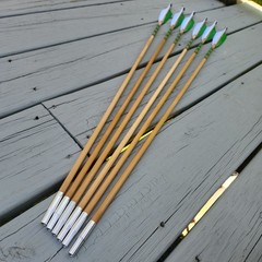 (6) Cedar Arrows – TopHat Outserts 8in Tail Taper – 5″ Turkey Fletch – 45-55#