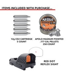 Crosman Vigilante .177 Cal Air Pistol Pellet Gun + Optic, Pellets & CO2 (CCP8B2)