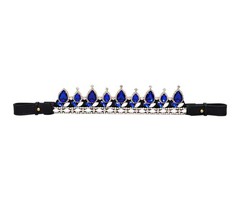 Royal Blue Crystal Horse Browband Gold Rhinestone Show Bridle