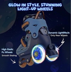 SULIFEEL Kids Adjustable Roller Skates LED Light Up Flash Wheels Size XS Dino