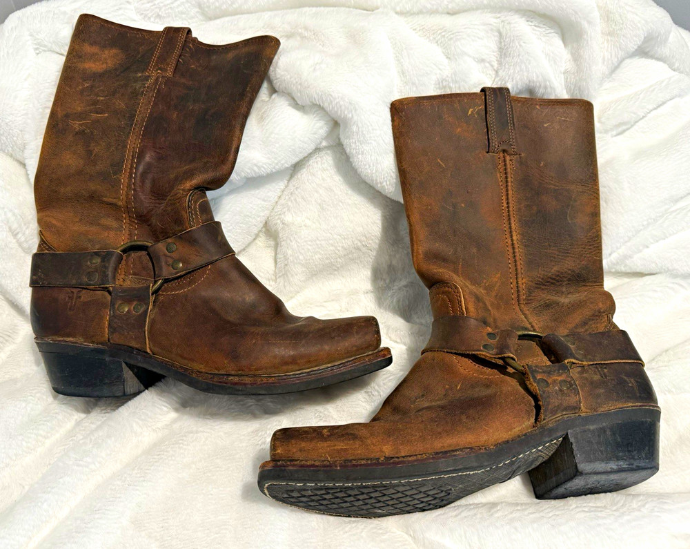 Frye Women’s Harness Western Boots Brown Leather US 9 MPN 225246